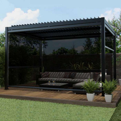Primrose Set of 4 Charcoal Dropdown Side Shades for 3x4m Deluxe Veranda - 3