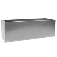 Primrose Silver Zinc Galvanised Rectangle Trough Planter with Drainage Holes and Bung 100cm