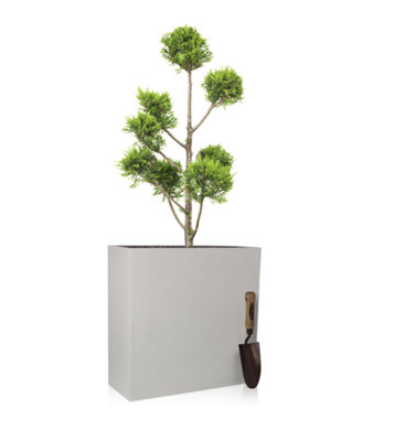 Primrose Small White Tall Trough Planter With Insert for Outdoor Garden ...