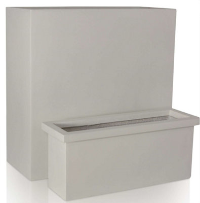 Primrose Small White Tall Trough Planter With Insert for Outdoor Garden ...