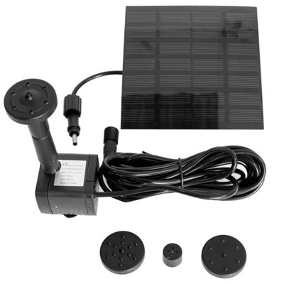 Primrose Solar Powered Fountain Water Pump Kit with 4 Fountain Heads