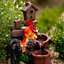 Primrose Solar Powered Rooster Pouring Pots Tiered Cascading Water Feature With Battery Backup and Lights 57cm