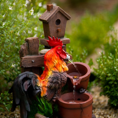 Primrose Solar Powered Rooster Pouring Pots Tiered Cascading Water ...