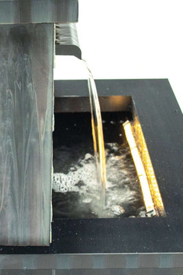 Primrose Sorrento Trough Zinc & Stone Water Feature with Lights H68cm