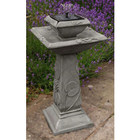 Primrose Spring Lilly Solar Bird Bath Water Feature with Lights H79cm