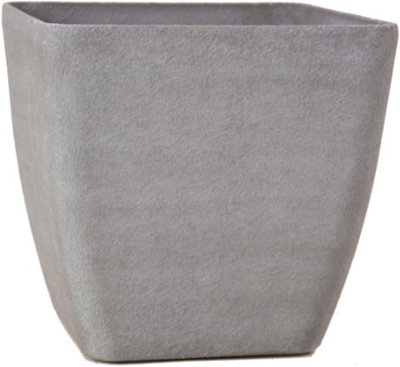 Primrose Square Volcanic Grey Stone and Resin Composite Planter Frost Resistant & Lightweight 43cm