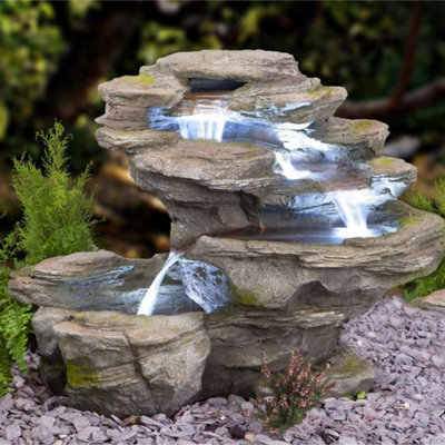 Primrose Stone River Leap 4-Tier Cascading Garden Outdoor Water Feature ...