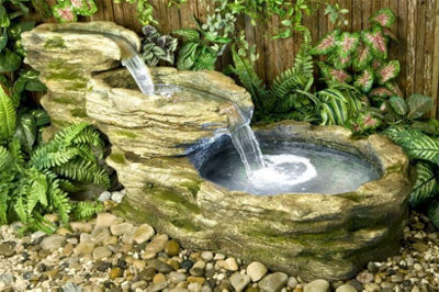 Primrose Stone River Mains Powered Garden Fountain Water Feature with Lights H63cm