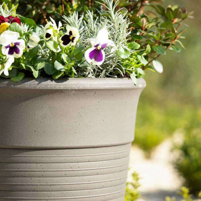 Primrose Tall Round Flower Plant Pot Planter in Grey Stone Effect Medium 57cm