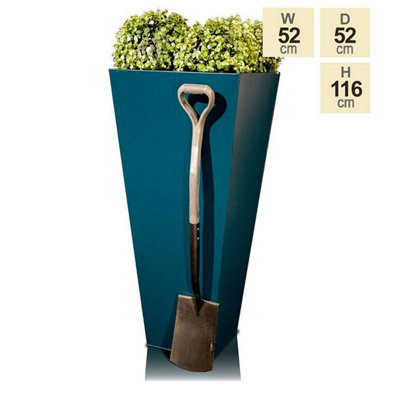 Primrose Teal Flared Square Aluzinc Indoor Outdoor Planter 116cm