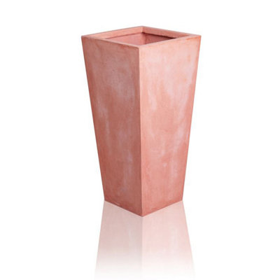 Primrose Terracotta Fibrecotta Tall Flared Square Planter 65cm