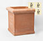 Primrose Terracotta Red Square Rolled Rim Outdoor Cube Planter 37cm