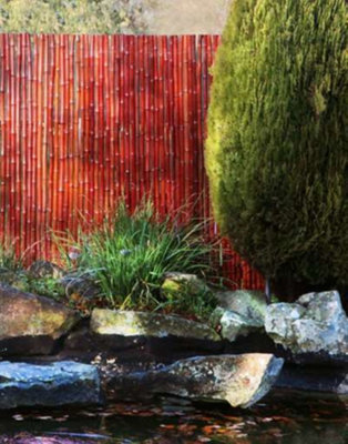 Primrose Thick Red Natural Bamboo Screening Roll Privacy Border Screen 1.9m x 1.8m - 5