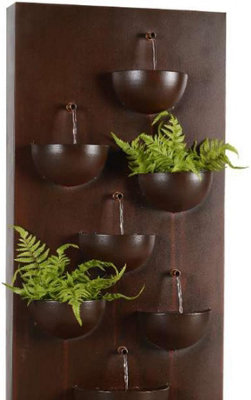 Primrose Tozi Bowl Tiered Water Wall Planter Zinc Water Feature H110cm