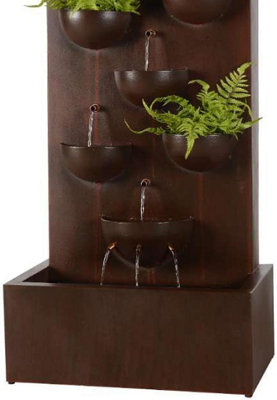 Primrose Tozi Bowl Tiered Water Wall Planter Zinc Water Feature H110cm