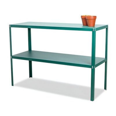 Primrose Traditional 2 Tier Greenhouse Staging Shelf Workbench in Green ...