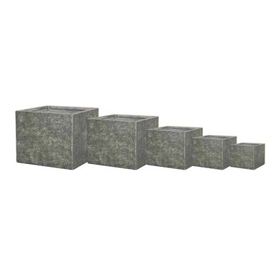 Primrose Traditional Moss Effect Fibreglass Square Patio Planter in Charcoal 36cm