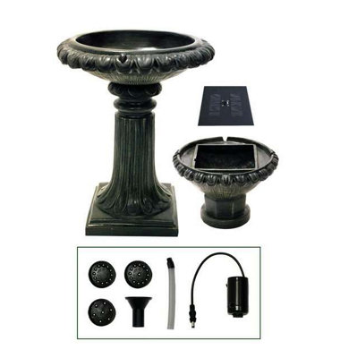 Primrose Victoriana Solar Bird Bath Outdoor Water Feature with Lights H79cm - 5