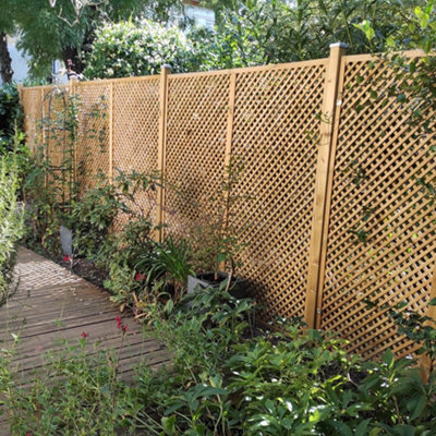 Primrose Wall Diamond Trellis Privacy Garden Softwood Screening 1.83m x 1.56m - 4