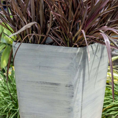 Primrose White Cortina Grey Flared Square Planter for Outdoor Gardens and Patios 76cm