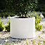 Primrose White Medium Garden Polystone Outdoor Cylinder Planter Diameter 45cm
