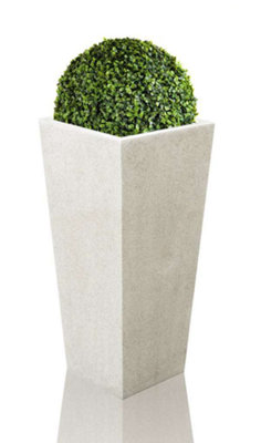 Primrose White Polyterrazzo Tall Flared Square Indoor Outdoor Planter 91cm