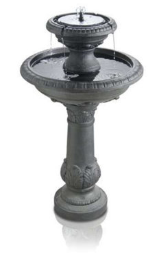 Primrose Windsor 2-Tier Solar Bird Bath Water Feature with Lights and Automatic Activation 84cm