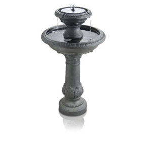 Primrose Windsor 2-Tier Solar Bird Bath Water Feature with Lights and Automatic Activation 84cm