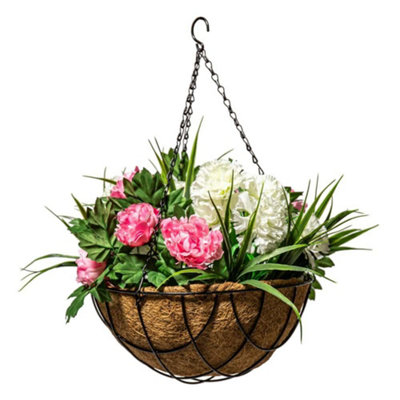 Primrose Wire Criss Cross Hanging Basket Plant Pot Planter with Coco Liner 35cm