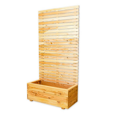 Primrose Wooden Trough Planter 89 x 43cm With Close Style Privacy Trellis 1.73m - 4