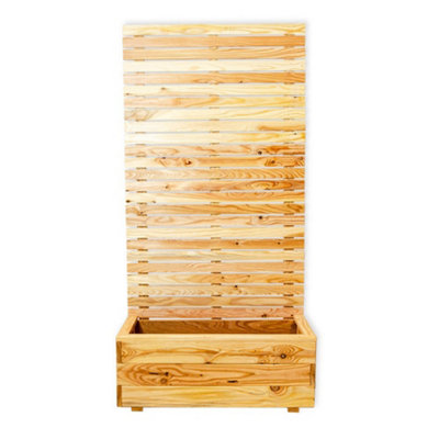 Primrose Wooden Trough Planter 89 x 43cm With Close Style Privacy Trellis 1.73m - 5
