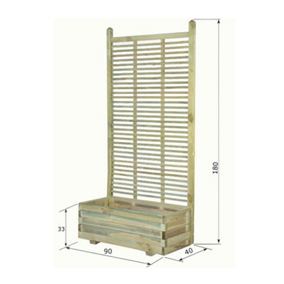 Primrose Wooden Trough Planter 90cm x 40cm With Venetian Style Trellis 1.8m - 5