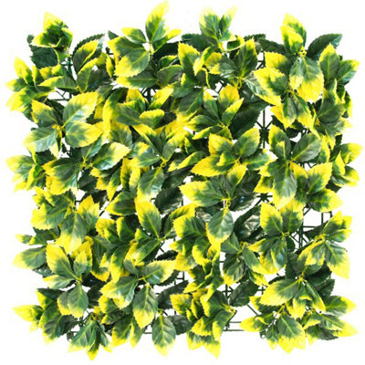 Primrose Yellow Leaf Artificial Hedge Outdoor Patio 4 Panels 50cm x 50cm