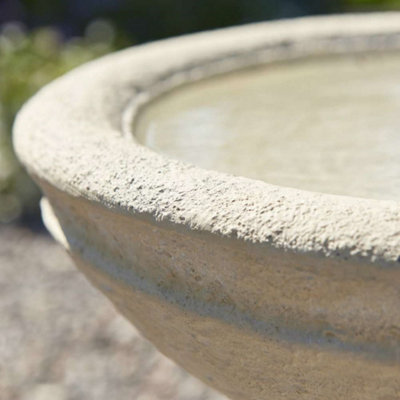 Primrose Yorkshire Rose Patterned Stone Bird Bath Outdoor H38cm - 3
