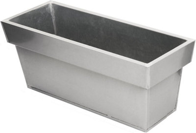 Primrose Zinc Edge Trough Outdoor Garden Planter in Silver Small 40cm