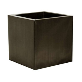 Primrose Zinc Galvanised Cube Dark Pewter Brown Planter Container Medium 40cm