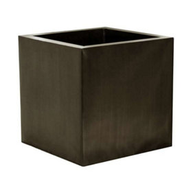 Primrose Zinc Galvanised Cube Dark Pewter Brown Planter Container Medium 50cm