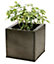 Primrose Zinc Galvanised Cube Dark Pewter Brown Planter Container Medium 50cm