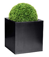 Primrose Zinc Galvanised Outdoor Black Cube Ornamental Planter Large 40cm