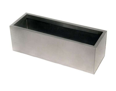 Primrose Zinc Galvanised Rectangular Silver Outdoor Trough Planter Large 75cm x 32cm