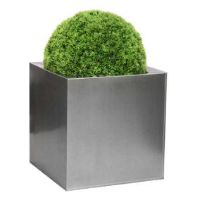 Primrose Zinc Galvanised Silver Cube Planter Pot 20cm