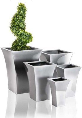 Primrose Zinc Galvanised Silver Flared Square Planter Pot 31cm x 19cm - 4