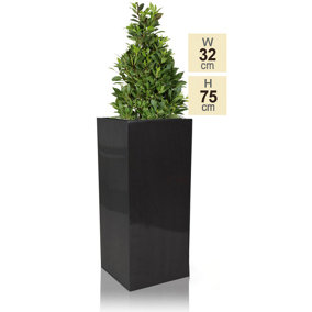 Primrose Zinc Galvanised Tall Cube Planter in Platinum 75cm
