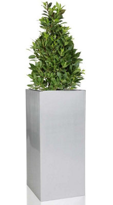 Primrose Zinc Galvanised Tall Rectangular Cube Planter Plant Pot in Silver 75cm x 32cm