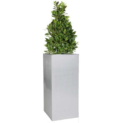 Primrose Zinc Galvanised Tall Silver Cube Planter 100cm