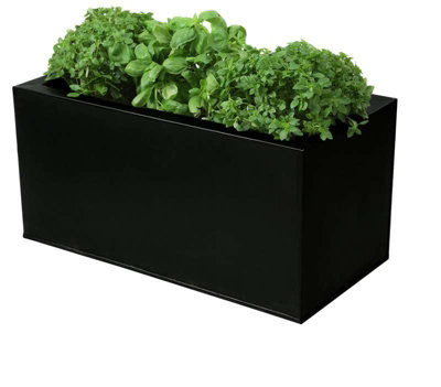 Primrose Zinc Steel Outdoor Black Weather Resistant Patio Planter 50cm