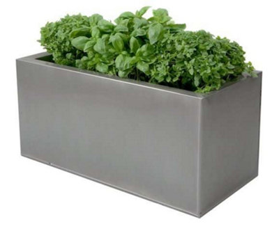 Primrose Zinc Steel Outdoor Silver Weather Resistant Patio Planter 50cm