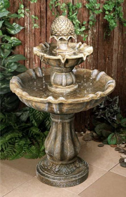 Primrose Zuvan 2-Tier Classical Ornamental Pineapple Regal Water Feature Fountain 100cm