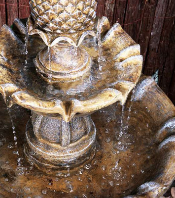 Primrose Zuvan 2-Tier Classical Ornamental Pineapple Regal Water Feature Fountain 100cm