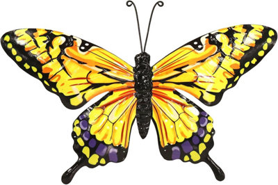 Primus Large Yellow Metal Butterfly Wall Art